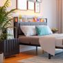 Double Bed Frame with Storage Headboard,Charging Station,LED Lights,4ft6 Metal Platform Upholstered Bed Frame Double Bed,for 135 x 190 cm Image 5
