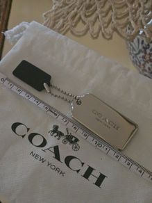 Coach Silver Metal & Black Leather Bag Tags/NEW
