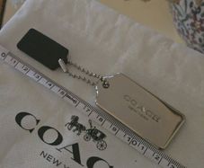 Coach Silver Metal & Black Leather Bag Tags/NEW