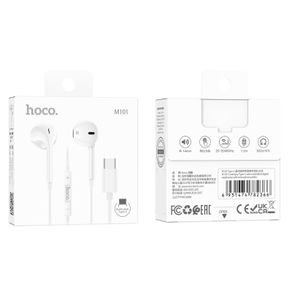Hoco M101 Crystal Joy Type-C Wired Earphones White