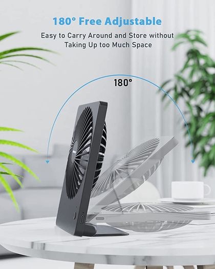 USB Desk Fan, 2000mAh Portable USB Fan 3 Speeds Rechargeable Mini Fan Battery Fan Last 4-16hrs, 180 Degree Adjustable Table Cooling Fan 30dB Silent Fan for Bedroom, Office, Library, Travel (FREE POSTAGE)