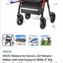 VOCIC Walkers for Seniors, Z21 Rollator Walker with Seat Supports 350lb, 8" Big Wheels for All Terrain, Ergonomic Arc Seat & 6" Ultra Backrest Foldable Walker, Dual Height Adjustment, Lightweight 2025 Image 2