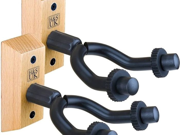 Guitar Wall Mount Display Bracket Guitar Hanger Hook Holder Keeper Wall Mounted Hanging Stand Wooden Wood Base for Bass Electric Acoustic Guitar - 2 Pack