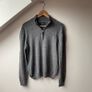 Emerald Style 100% Lambswool Grey 1/4 Zip Sweater Men's Size  L XL Image 2