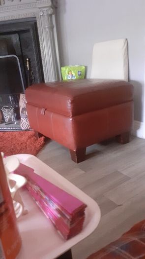Genuine Italian  Leather  Storage  Foot Stool.