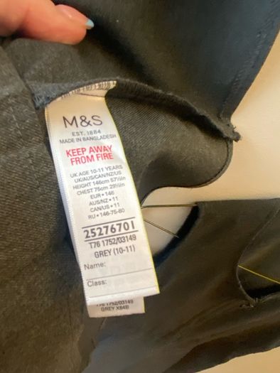 M&S grey pinafore (age 10-11) new