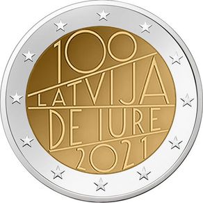 Latvia 2 Euro Commemorative Coin 2021 - De Iure. UNCIRCULATED.