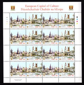 2005 Ireland European Capital of Culture Cork Stamp Sheetlet Plate 1B1B1B1B Mint Never Hinged (MNH)