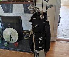 golf clubs and bag