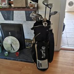 golf clubs and bag