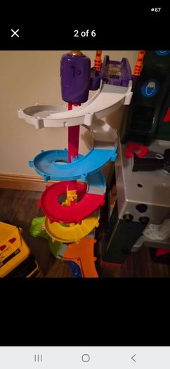 JCB construction crane and Bosch toy workbench