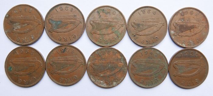 Vintage- Ireland, 1 Pingin Bronze Coins