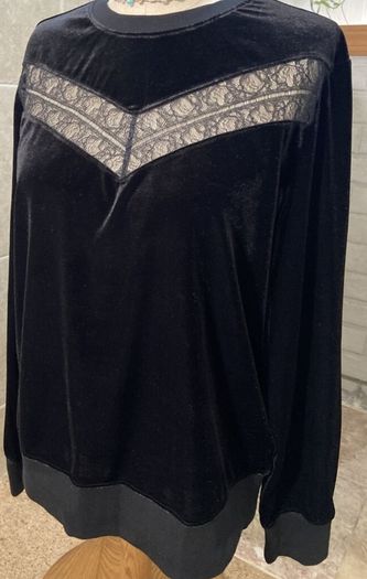 womens RALPH LAUREN black velvet sweater jumper blouse Size medium