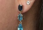 18k gold earring topaz stones