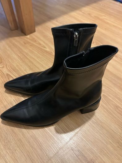 faux leather black boots