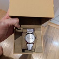 Authentic Burberry White Leather Watch Includes Box!