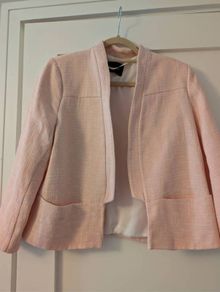 River Island Pale Pink Boucle/Tweed Jacket Size UK 16