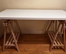 White height adjustable desk