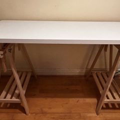 White height adjustable desk