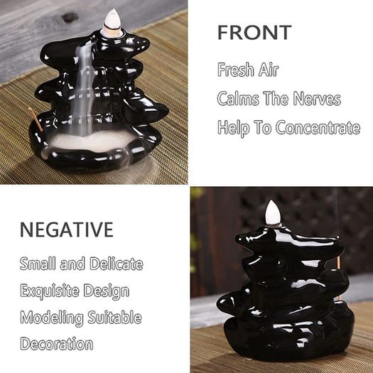 Incense Waterfall, Waterfall Incense Burner, Backflow Incense Burners Incense Holder, with 120 Backflow Incense Cones+30 Incense Sticks+1 Mat Aromatherapy, Insencents Waterfall Home Decor
