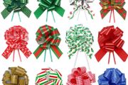 24 Pieces Christmas Ribbon Pull Bows (5"/12cm Long), Wrapping Accessory for Baskets, Wine Bottle Decorations and Xmas Presents (FREE POSTAGE)
