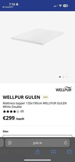 WELLPUR Gulen mattress