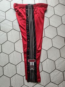 red Adidas Vintage retro Adibreak poppers track pants activewear bottoms tracksuit bottoms D6 M/L