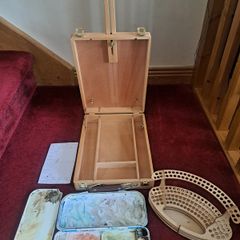 Watercolor acrylic wooden art box and painting Pallete