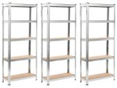 Storage Shelves 3 pcs Silver 75x30x172 cm Steel and MDF