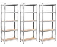Storage Shelves 3 pcs Silver 75x30x172 cm Steel and MDF