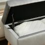 Upholstered bench with storage, velvet-look fabric, wooden legs Image 3