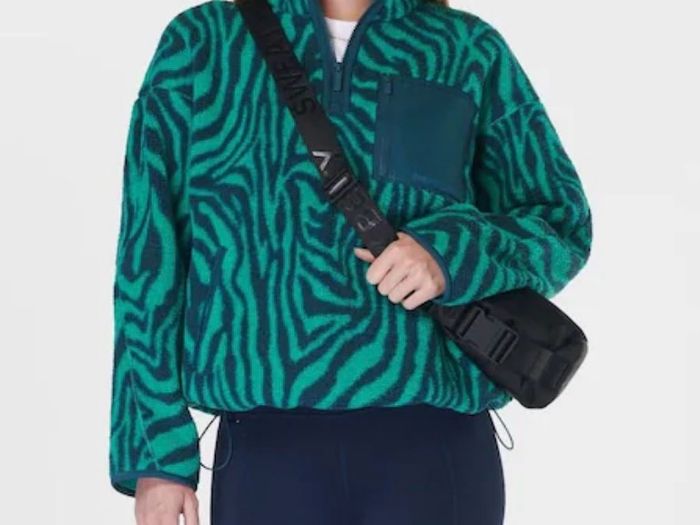 Sweaty Betty Women's Karma Half-Zip Printed Fleece Top size Medium