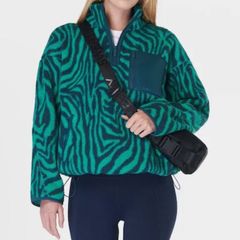 Sweaty Betty Women's Karma Half-Zip Printed Fleece Top size Medium