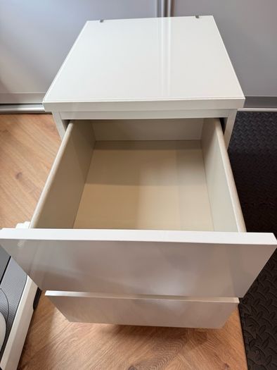 Ikea Malm - White bed side chest with top glass