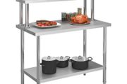 Kitchen Work Table with Overshelf Stainless Steel