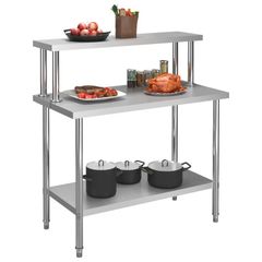 Kitchen Work Table with Overshelf Stainless Steel