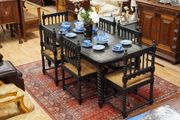 19th-century Anglo-Ceylonese solid ebony dining suite