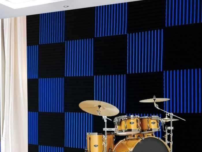 48 Pack Black blue 1" x 12" x 12" Acoustic Wedge Studio Foam Sound Absorption Wall Panels (FREE POSTAGE)
