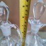 Vintage Hand Blown Cut Glass Set of 2 Small Glass Decanters for Oil and Vinegar or wine carafe. Image 4
