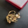 Elegant Gold Tone Swan Brooch with Champagne Color Cat Eye Stones and Crystal Pave Wings Vintage Style Bird Pin Image 5
