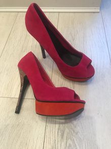 Pink and orange high heels