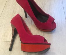 Pink and orange high heels
