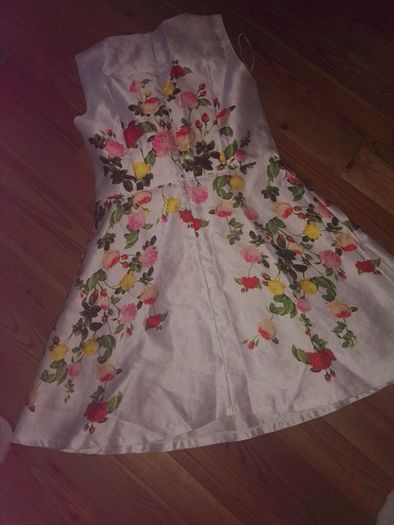 White Satin Floral Dress