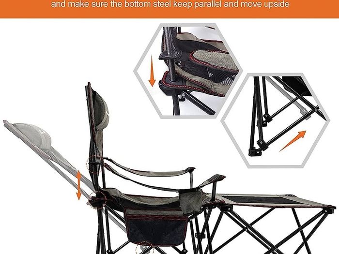 Camping Chairs Folding Reclining Portable Chair with Cup Holder Detachable Side Table and Carry Bag (FREE SHIPPING)