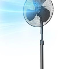 40W Pedestal Fan, 3 Speed Settings, 90 Oscillation, Adjustable Height Stand Fan, Powerful Airflow and Quiet Operation, Ideal For Home & Office, Black