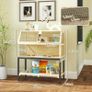 Wooden Hamster Cage with Storage Shelf, Wheels, Ramps, Water Bottle, Hut, Seesaws Image 3