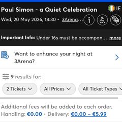 2 x Paul Simon tickets