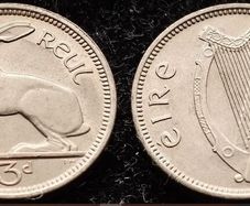[#149] - Ireland 1964 | 3 Pence | Irish 3d | Hare | KM.12a | MS
