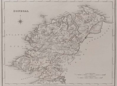 Donegal 1837 Antique Map Including Baronies