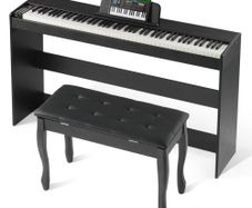 88 Key Fully Weighted Digital Piano Dual Keyboard Mode Cabinet Bracket Bench